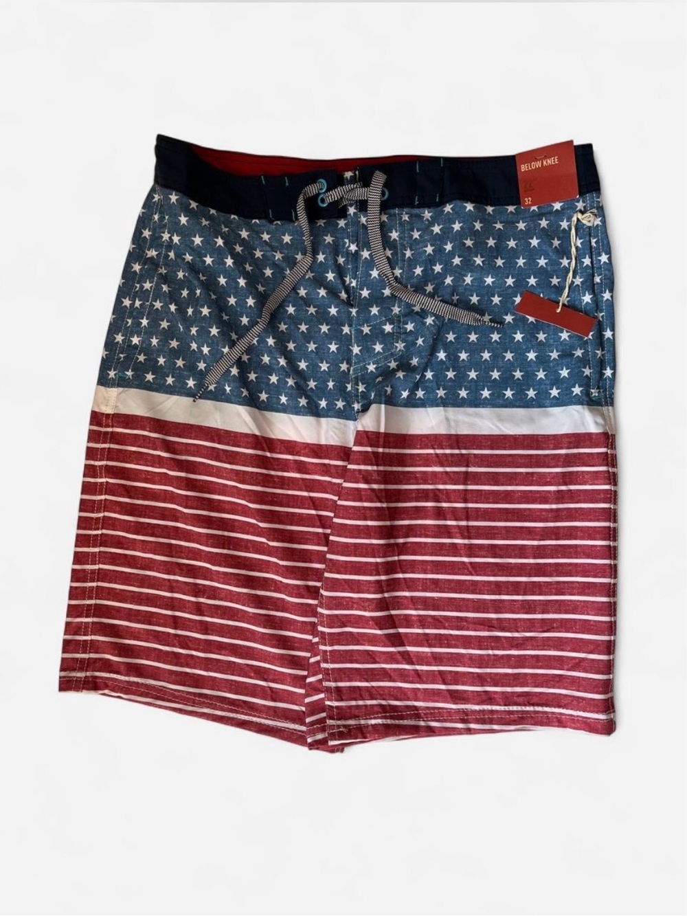 Mossimo Supply Co. Patriotic Star & Stripe Board Shorts - Red, Blue, White